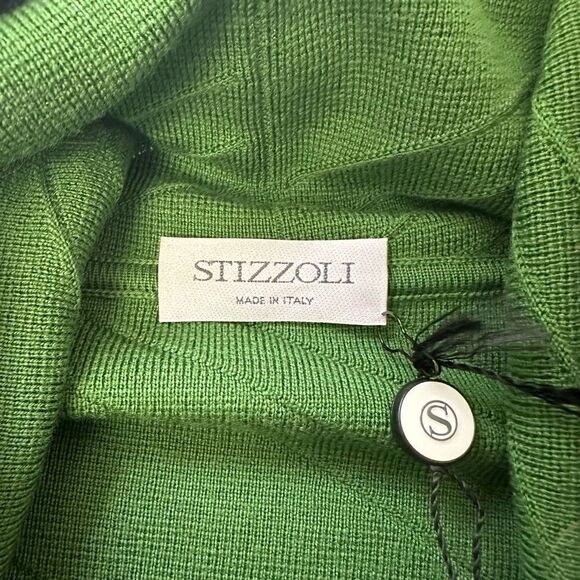 STIZZOLI 1960’s Retro Green Knit 100% Wool Cowl Neck Sweater & Skirt sz 42/44 - Picture 8 of 11